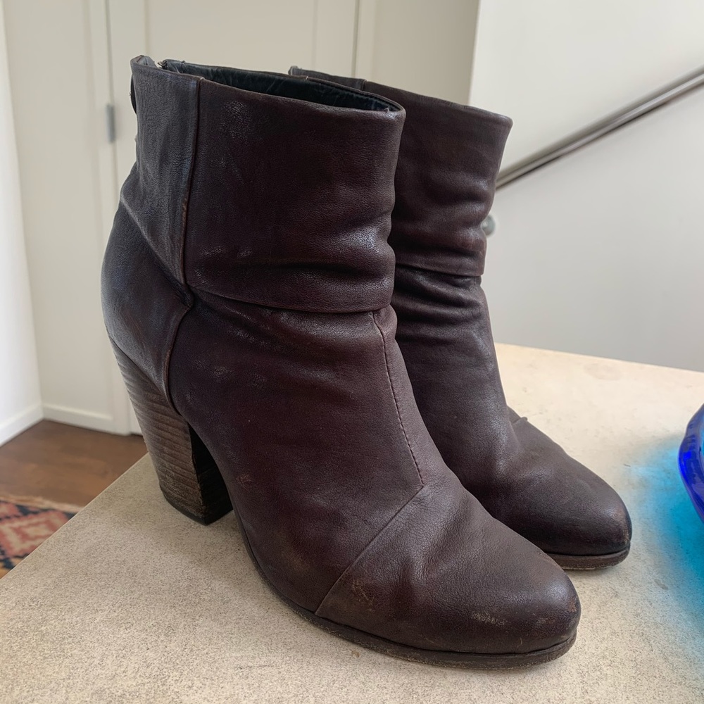 Rag & Bone Newbury Brown Leather Booties